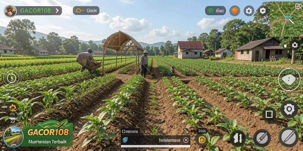 Screenshot GACOR108 menunjukkan petani sedang merawat tanaman di ladang.