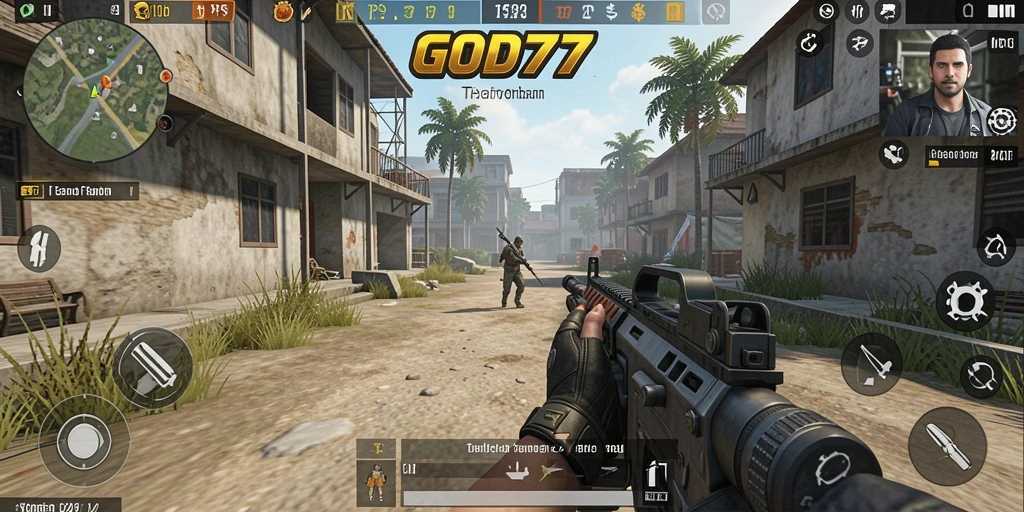 Tampilan gameplay menarik dari GOD77 dengan aksi tembak-menembak yang seru.