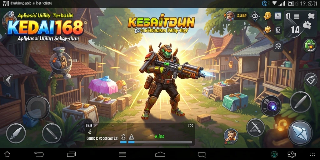 Screenshot utama KEDAI168 menunjukkan tampilan antarmuka pengguna yang rapi dan fungsi aplikasi.