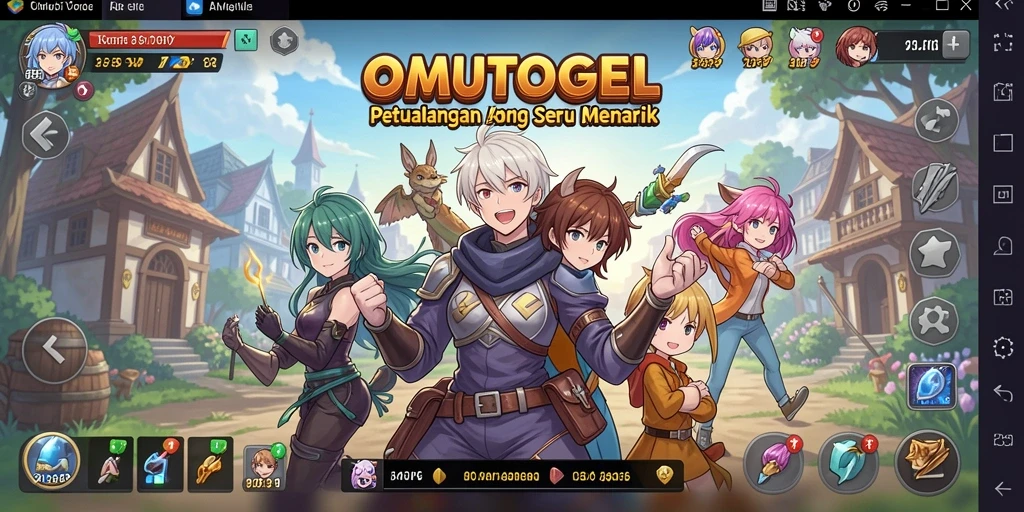 Tampilan gameplay OMUTOGEL dengan karakter anime yang menarik.