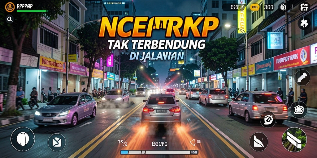Screenshot gameplay RPRPRP menunjukkan aksi balapan yang mendebarkan.