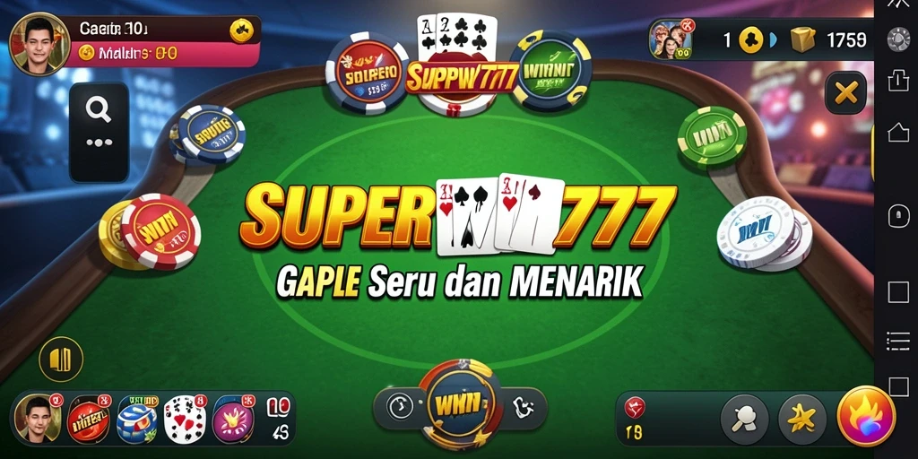 Gameplay SUPERWIN777 menampilkan strategi dan persaingan seru dalam permainan Gaple.