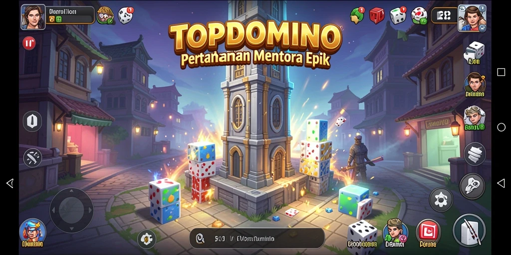 Tangkapan layar gameplay Tower Defense di TOPDOMINO menunjukkan aksi menegangkan.