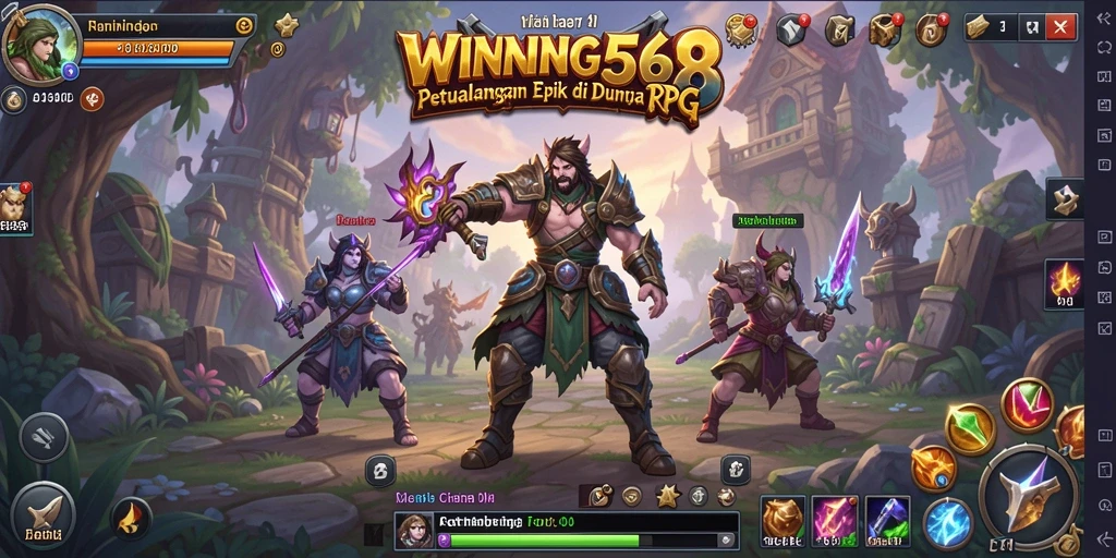 Tampilan screenshot WINNING568 yang menunjukkan aksi pertarungan RPG.